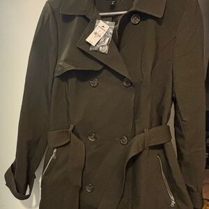 Women's Double-Breasted Olive Coat